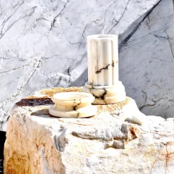 POR TAN TE Vaso a colonna in marmo satinato Paonazzo