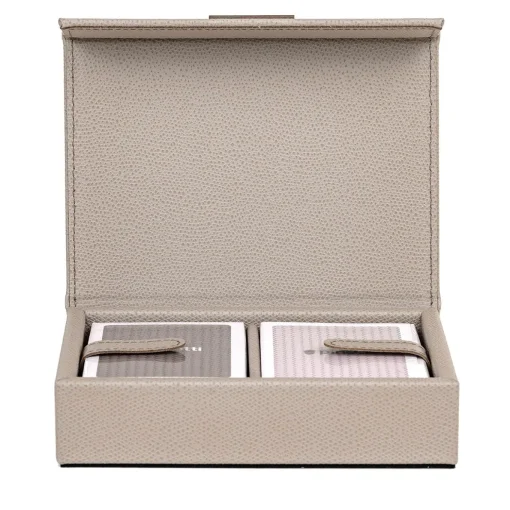 Porta carte da gioco in pelle beige