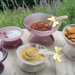 Porta sale in vetro bianco - Set di 2