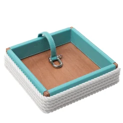 Porta tovaglioli quadrati turchesi e bianchi