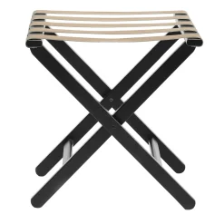 Portabagagli In Legno Nero E Pelle #1