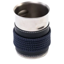 Portabastoncini con inserti in ecopelle blu e corda