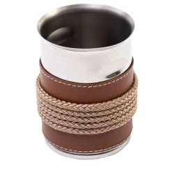 Portabastoncini con inserti in ecopelle beige e corda