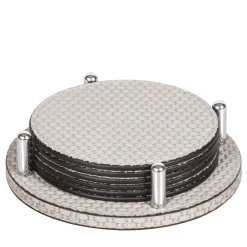 PORTABICCHIERI DAVID ROTONDO CON 6 SOTTOBICCHIERI TAO