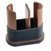 Portabicchieri Solo in ecopelle e legno blu