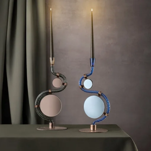 Portacandele Double-Face Blu "I 4 Ponti sul Canal Grande"