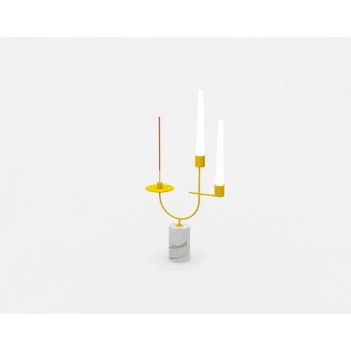 Portacandele e incensi Equilibrista Bianco Carrara e Giallo