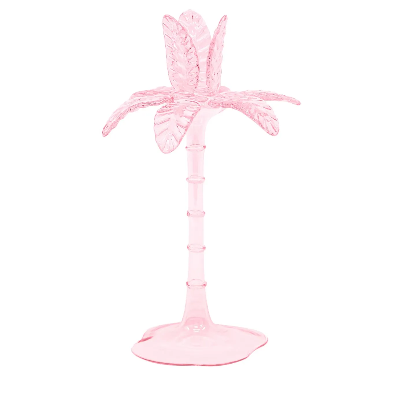 Portacandele grande in vetro soffiato rosa Las Palmas