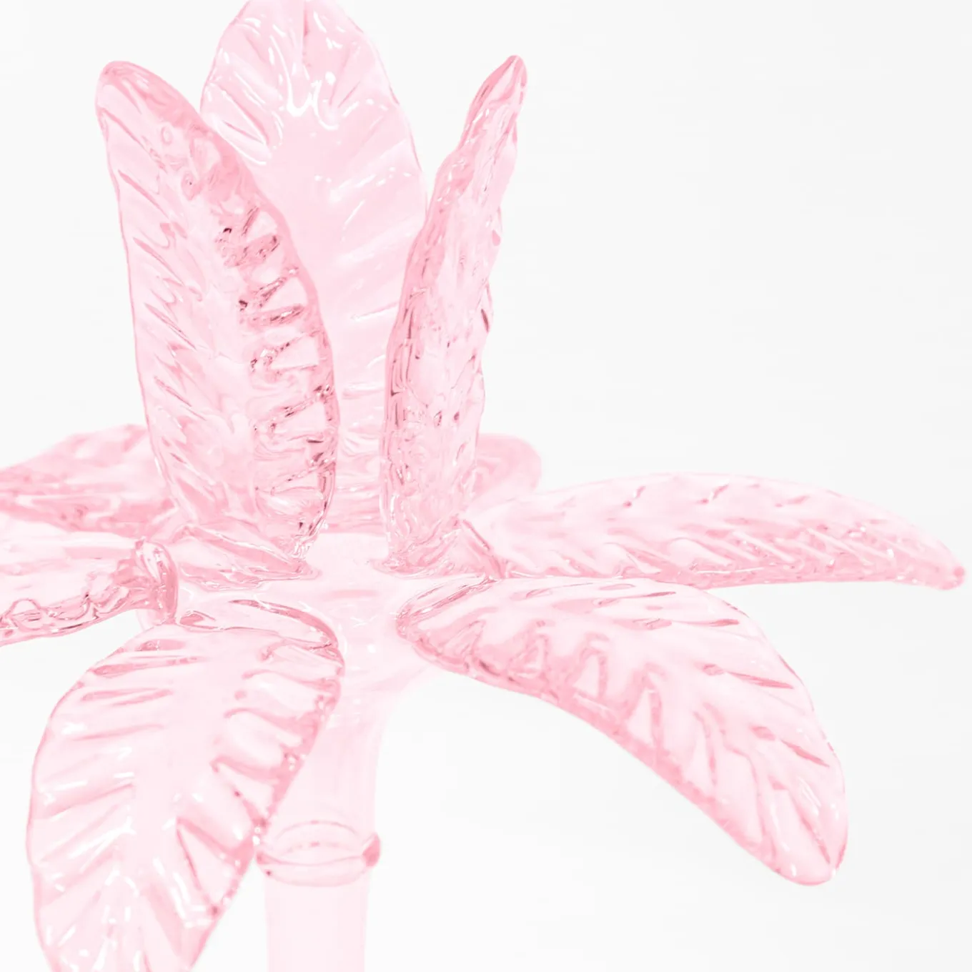 Portacandele grande in vetro soffiato rosa Las Palmas