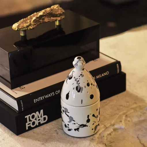 Portacandele Trullo bianco e nero