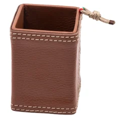 Portapenne beige in ecopelle con inserto in corda