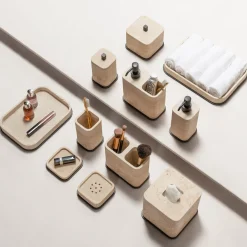 Portaspazzolino doppio in marmo beige Polo