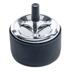 Posacenere antivento in pelle e metallo blu