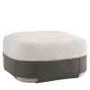 Pouf Bouclé Grigio SUMO con Tasca in Cuoio #1