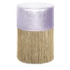 Pouf con frange dorate in pelle Lillac di Lorenza Bozzol