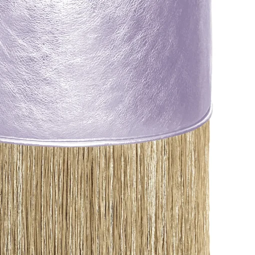Pouf con frange dorate in pelle Lillac di Lorenza Bozzol