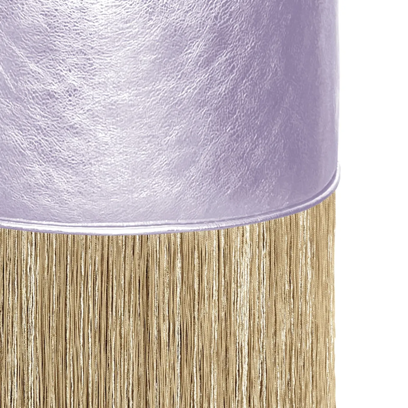 Pouf con frange dorate in pelle Lillac di Lorenza Bozzol