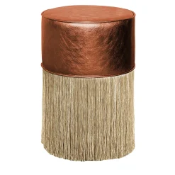 Pouf Couture in pelle rame e oro di Lorenza Bozzoli