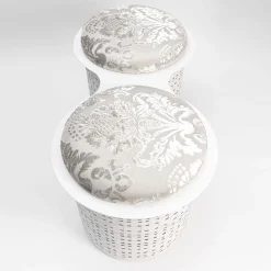 Pouf doppio in metallo bianco Currus