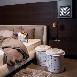 Pouf doppio in metallo bianco Currus