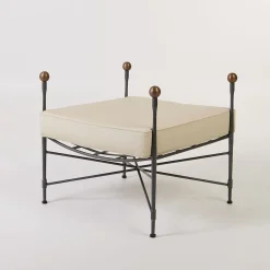 Pouf imbottito alto a trama incrociata