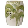 Pouf in ceramica con traforo di foglie di banano