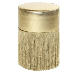 Pouf in pelle metallizzata color oro di Lorenza Bozzoli