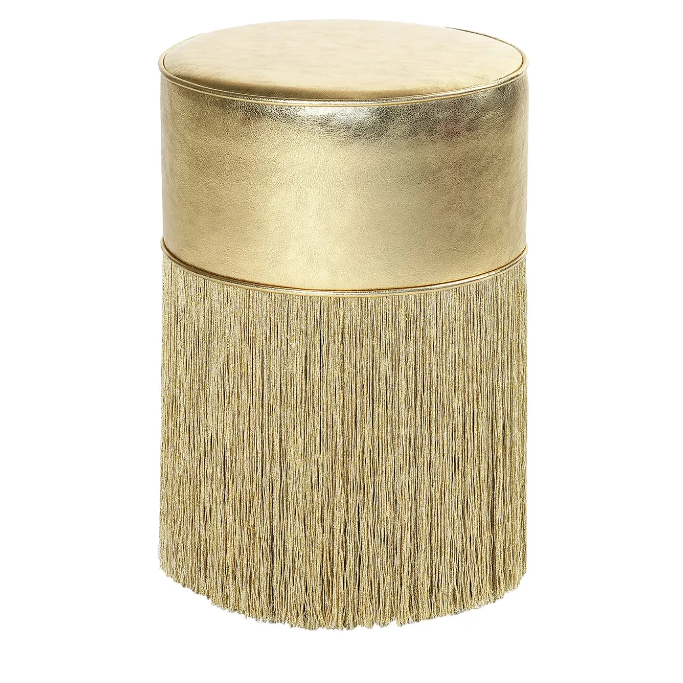 Pouf in pelle metallizzata color oro di Lorenza Bozzoli