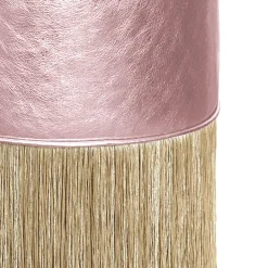 Pouf in pelle rosa con frange dorate di Lorenza Bozzoli