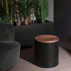 Pouf Mastio in legno nero