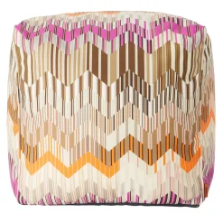 Pouf Morbido Cubico da Esterno Costiera in Toni Arancio e Rosa