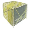 Pouf Reverso jacquard Giallo Cedro e Blu/Green Alga con frange