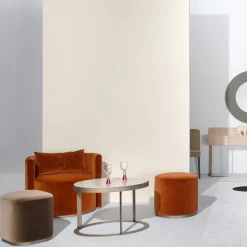 Pouf rosso Ciro Tondo di Ciarmoli Queda Studio