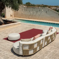 Pouf rotondo bianco Scacco di Ludovica & Roberto Palomba