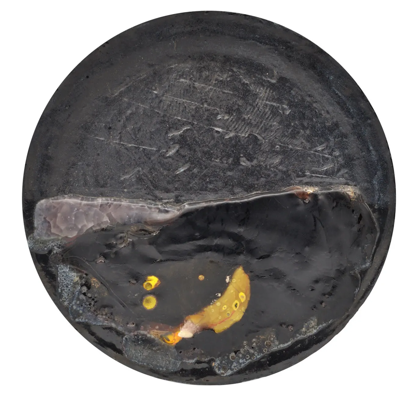 P11Sm Piatto decorativo rotondo nero e giallo