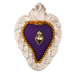 Purple Rain Cuore in ceramica bianca e viola