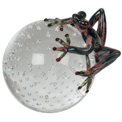 Rana di vetro verde petrolio su sfera