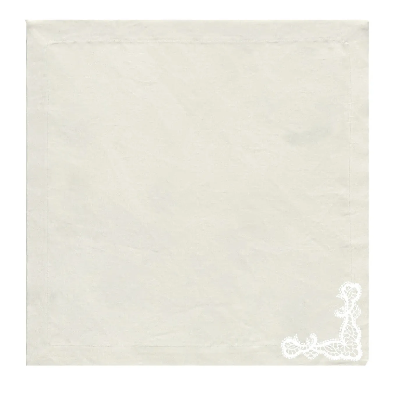 Rinascimento Set di 2 tovaglioli di lino ricamati beige