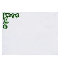 Rinascimento Set di 2 tovagliette di lino ricamate in verde