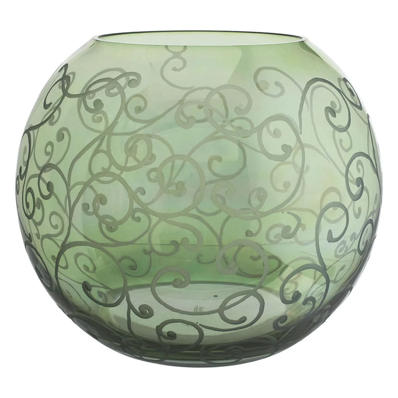 Ritmica Vaso sferico in vetro verde