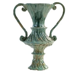 Rocco Anse Vaso scultoreo in ceramica verde
