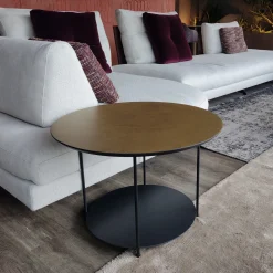 Roma Tavolino Tondo Medio Con Top In Resina Spatolata Color Bronzo