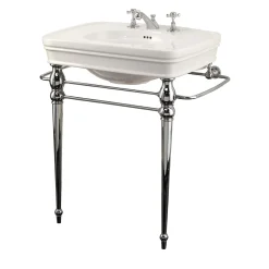 Rose Consolle in ceramica bianca e finitura cromata