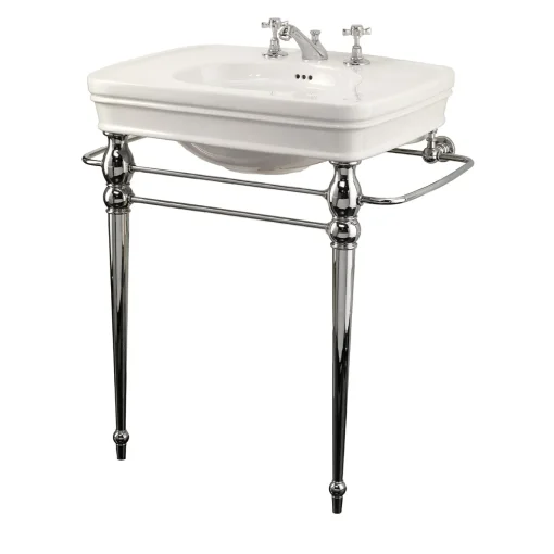 Rose Consolle in ceramica bianca e finitura cromata