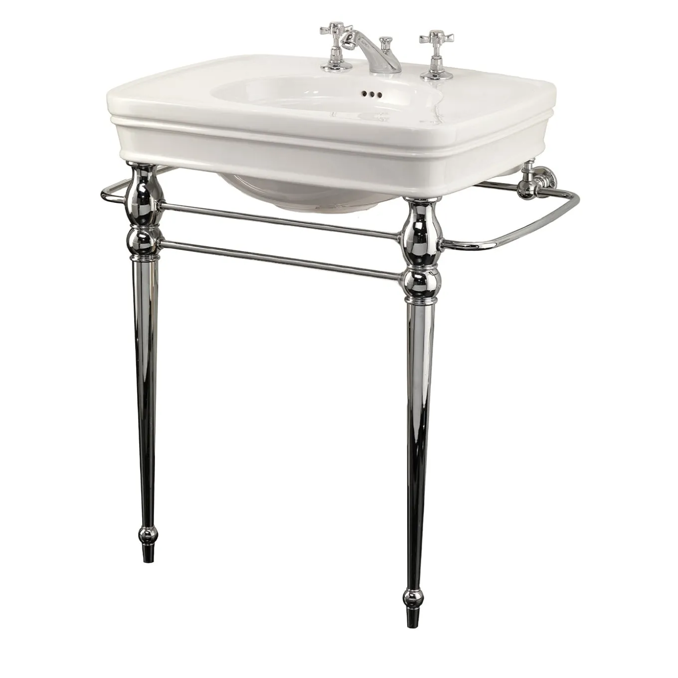 Rose Consolle in ceramica bianca e finitura cromata