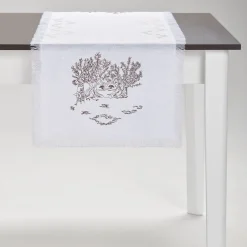 Runner bianco con frange Ulivo Pugliese