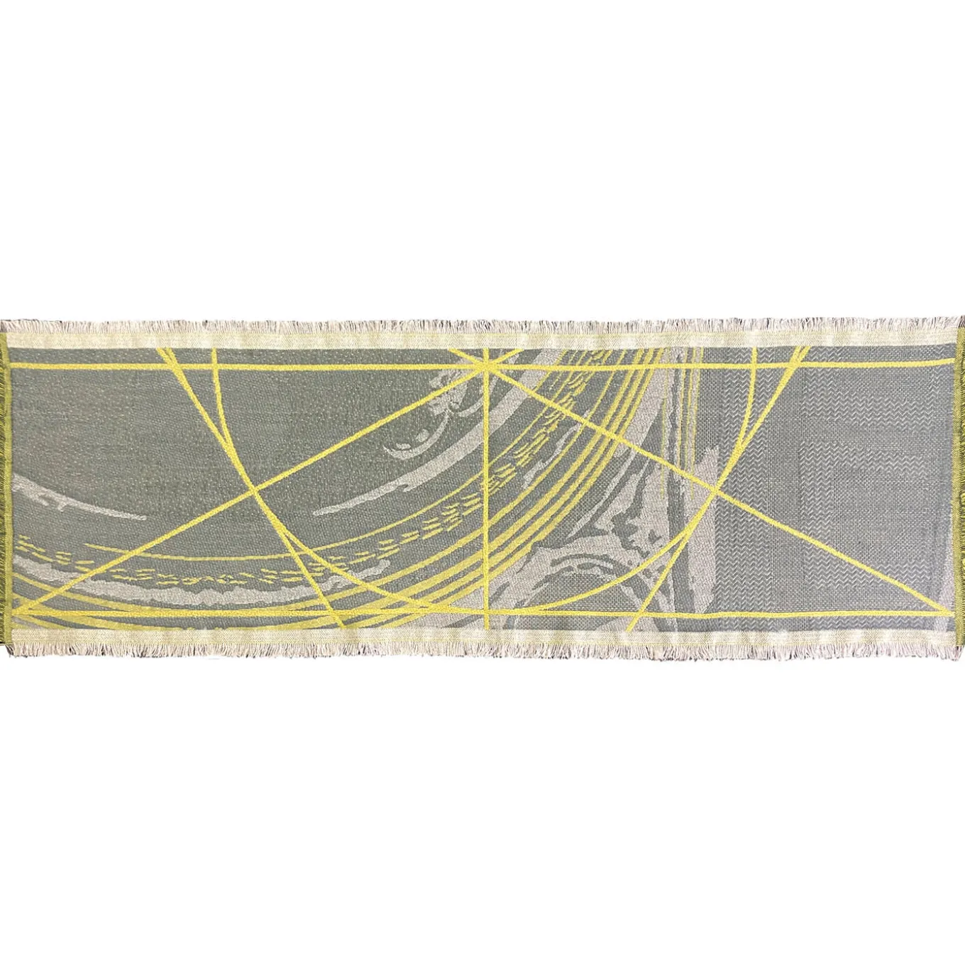 Runner Double Face Borromi in Giallo Cedro e Alga Verde Blu