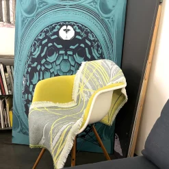 Runner Double Face Borromi in Giallo Cedro e Alga Verde Blu