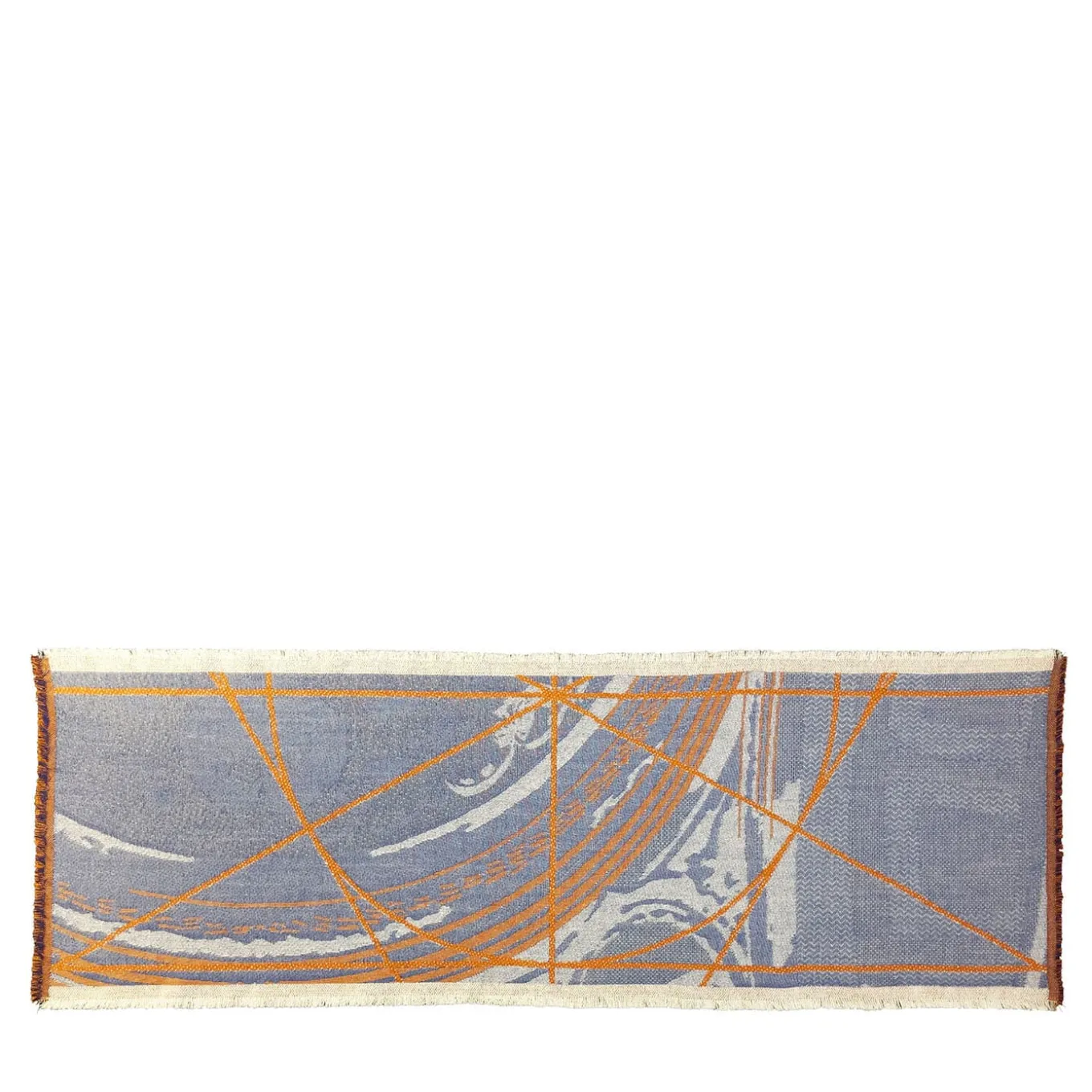 Runner double face Borromini in arancione Hermes e Blu Blitzblau