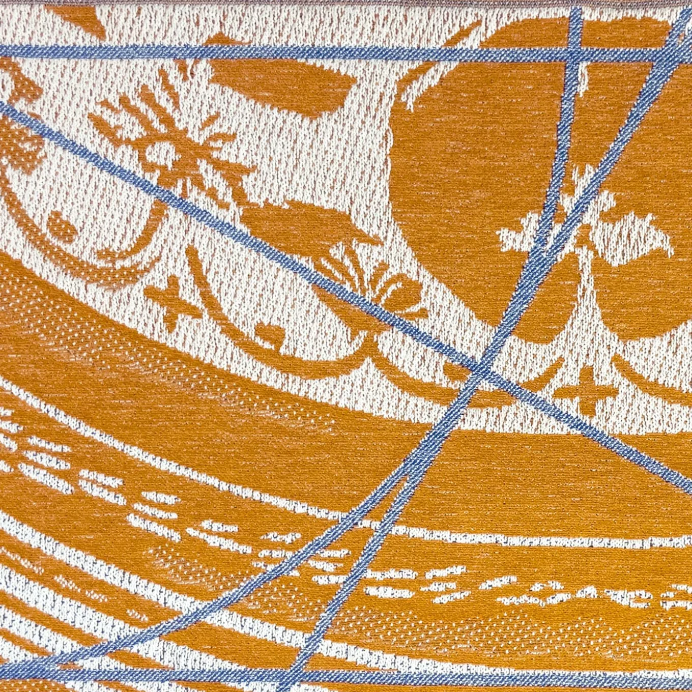 Runner double face Borromini in arancione Hermes e Blu Blitzblau